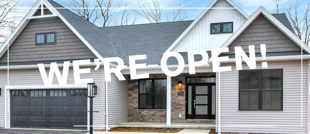 house with we're open message