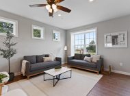 living room gray couches