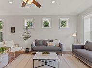 living room gray couches