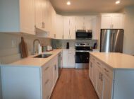 kitchen with white cabinets